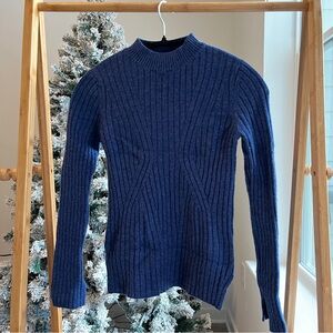 Korean Brand ”Thyren” Navy Cashmere Blend Knit Sweater/Split Cuff Detail